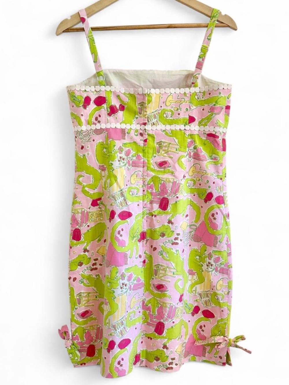 Lilly Pulitzer Resort Pink & Lime Alligator Novelty Print Side Tie Mini Dress 10 - Picture 3 of 8